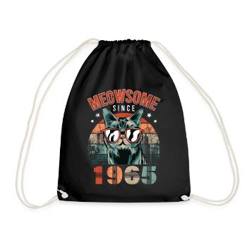Meowsome 1965 Année de naissance 1965 Anniversaire du chat - Sac de sport léger - noir - Devant