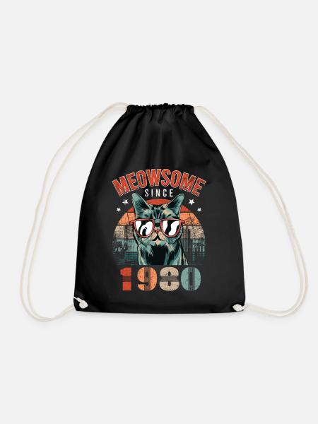 Meowsome 1980 Geburtsjahr 1980 Katze Geburtstag - Turnbeutel - Schwarz