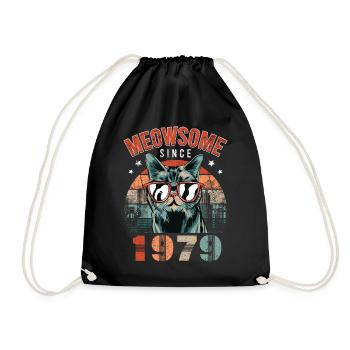 Meowsome 1979 Geburtsjahr 1979 Katze Geburtstag - Turnbeutel - Schwarz - Vorne