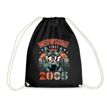 Meowsome 2005 Année de naissance 2005 Anniversaire du chat - Sac de sport léger - noir - Devant