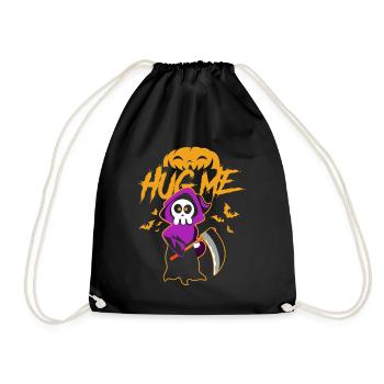 Hug Me Classic Skull of Death Creepy Skeleton - Drawstring Bag - black - Front