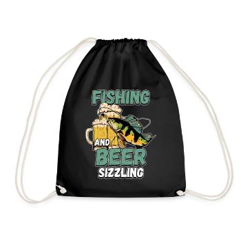 Pêche et bières sifflement pêche Mot à la ligne - Sac de sport léger - noir - Devant
