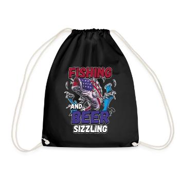 Pêche et bières sifflement pêche Mot à la ligne - Sac de sport léger - noir - Devant