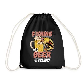 Pêche et bières sifflement pêche Mot à la ligne - Sac de sport léger - noir - Devant