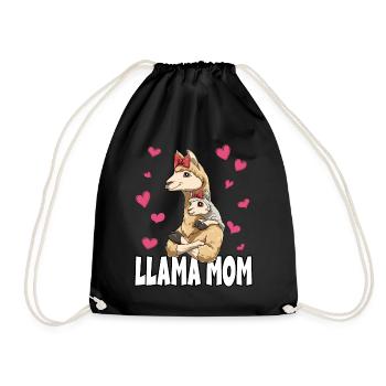 Lama Mama Muttertag Mom Mutter Alpaka - Turnbeutel - Schwarz - Vorne
