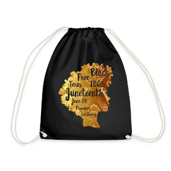 Juneteenth Hemd, Schwarze Frauen Geschenk, Natürliches Haar - Turnbeutel - Schwarz - Vorne