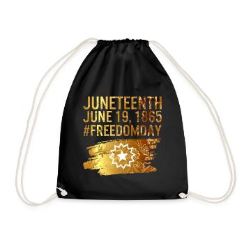 Juneteenth Flag Shirt, June 19th 1865 Freedom Day - Drawstring Bag - black - Front