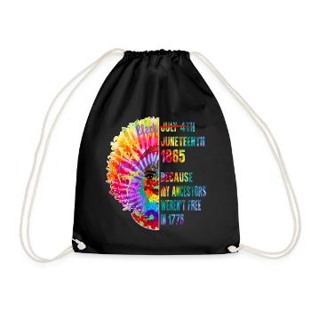 Juneteenth Hemd, Schwarze Frauen Geschenk, Natürliches Haar - Turnbeutel - Schwarz - Vorne