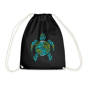 Earth Turtle - Drawstring Bag - black - Front