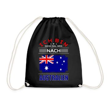 Ich Bin Dann Mal Weg Nach Australien Fahne Urlaub - Turnbeutel - Schwarz - Vorne