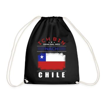 Ich Bin Dann Mal Weg Nach Chile Fahne Urlaub - Turnbeutel - Schwarz - Vorne