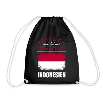 Ich Bin Dann Mal Weg Nach Indonesien Fahne Urlaub - Turnbeutel - Schwarz - Vorne