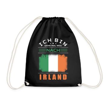 Ich Bin Dann Mal Weg Nach Irland Fahne Urlaub - Turnbeutel - Schwarz - Vorne