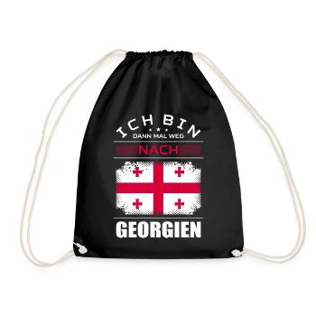 Ich Bin Dann Mal Weg Nach Georgien Fahne Urlaub - Turnbeutel - Schwarz - Vorne