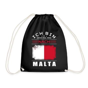 Ich Bin Dann Mal Weg Nach Malta Fahne Urlaub - Turnbeutel - Schwarz - Vorne