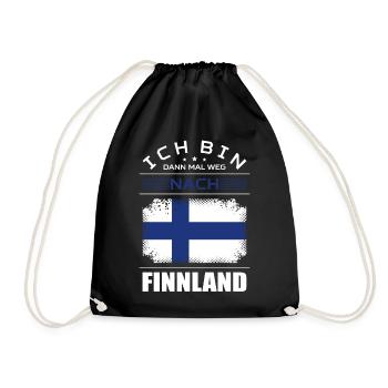 Ich Bin Dann Mal Weg Nach Finnland Fahne Urlaub - Turnbeutel - Schwarz - Vorne