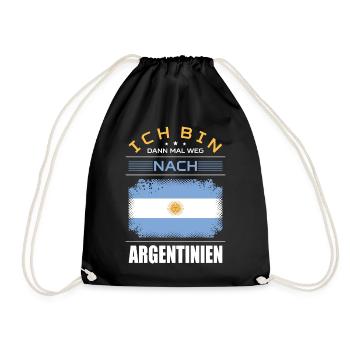 Ich Bin Dann Mal Weg Nach Argentinien Fahne Urlaub - Turnbeutel - Schwarz - Vorne