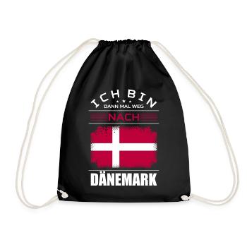 Ich Bin Dann Mal Weg Nach Dänemark Fahne Urlaub - Turnbeutel - Schwarz - Vorne