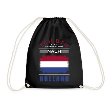 Ich Bin Dann Mal Weg Nach Holland Fahne Urlaub - Turnbeutel - Schwarz - Vorne