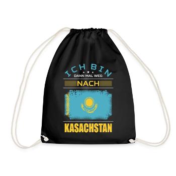 Ich Bin Dann Mal Weg Nach Kasachstan Fahne Urlaub - Turnbeutel - Schwarz - Vorne