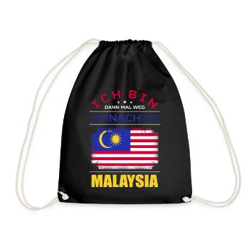 Ich Bin Dann Mal Weg Nach Malaysia Fahne Urlaub - Turnbeutel - Schwarz - Vorne