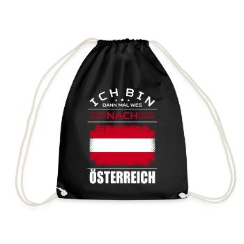 Ich Bin Dann Mal Weg Nach Österreich Fahne Urlaub - Turnbeutel - Schwarz - Vorne