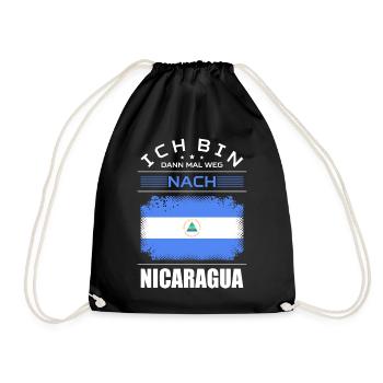 Ich Bin Dann Mal Weg Nach Nicaragua Fahne Urlaub - Turnbeutel - Schwarz - Vorne