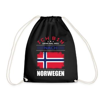 Ich Bin Dann Mal Weg Nach Norwegen Fahne Urlaub - Turnbeutel - Schwarz - Vorne