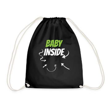 Baby Im Inneren Ankündigung Schwanger Baby Inside - Turnbeutel - Schwarz - Vorne