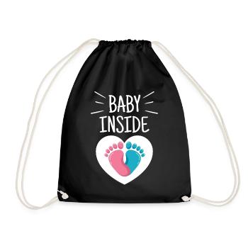 Baby Inside Pregnant Baby Inside Announcement - Drawstring Bag - black - Front