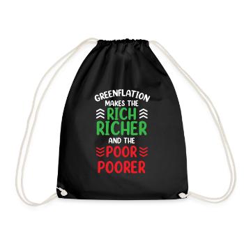 Greenflation riche riche plus riche et pauvre plus pauvre - Sac de sport léger - noir - Devant