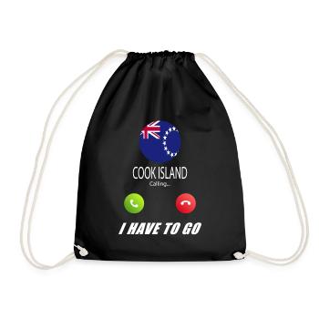 Cook Island Calls Lusiger Flags Saying - Drawstring Bag - black - Front