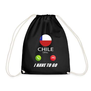 Chile calls lusiger flags saying - Drawstring Bag - black - Front