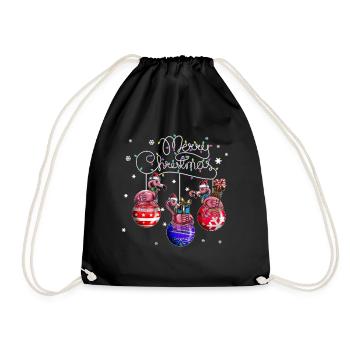 Merry Christmas Flamingo Christmas Ball Motif - Drawstring Bag - black - Front