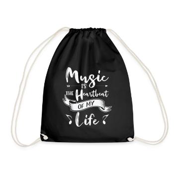Music Heartbeat Music Lover Life Songs - Drawstring Bag - black - Front