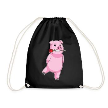 Pig Rose - Drawstring Bag - black - Front