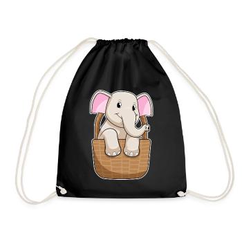 Elephant Basket - Drawstring Bag - black - Front