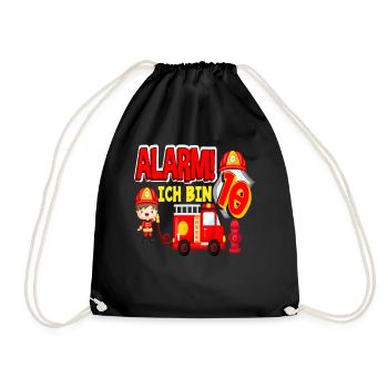 Alarm Ich Bin 10. Geburtstag Feuerwehr Junge - Turnbeutel - Schwarz - Vorne