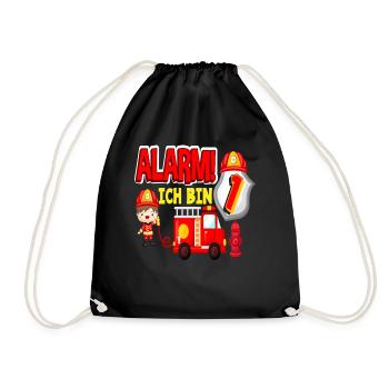 Alarm Ich Bin 1. Geburtstag Feuerwehr Junge - Turnbeutel - Schwarz - Vorne