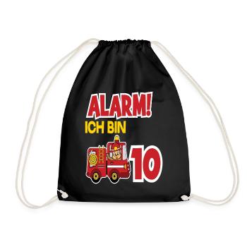 Alarm Ich Bin 10. Geburtstag Feuerwehrmann Junge - Turnbeutel - Schwarz - Vorne