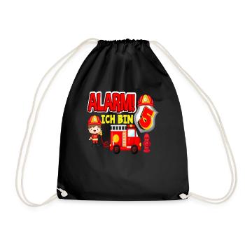 Alarm Ich Bin 5. Geburtstag Feuerwehr Junge - Turnbeutel - Schwarz - Vorne