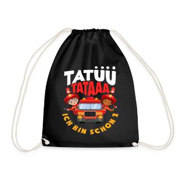 Tatüü TaTaaa 2. Geburtstag Feuerwehr Jungs - Turnbeutel - Schwarz - Vorne