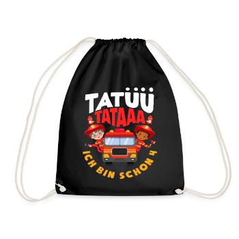 Tatüü TaTaaa 4. Geburtstag Feuerwehr Jungs - Turnbeutel - Schwarz - Vorne