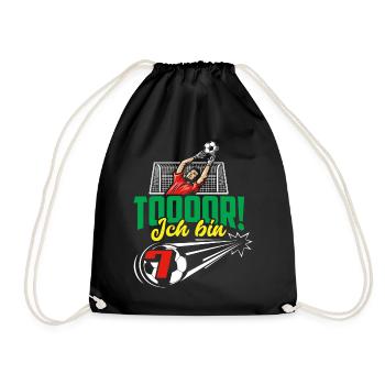 Fußball 7. Geburtstag Jungen Geschenk - Turnbeutel - Schwarz - Vorne