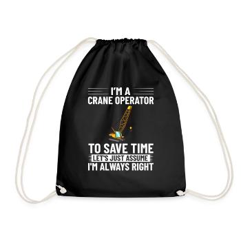 Crane Operator Construction Worker Crane Tower Training - Drawstring Bag - black - Front