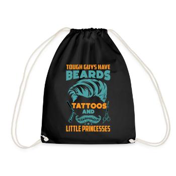 Tough Guys Have Beards Tattoos - Funny - Drawstring Bag - black - Front