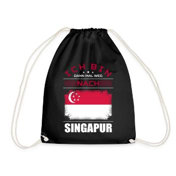 Ich Bin Dann Mal Weg Nach Singapur Fahne Urlaub - Turnbeutel - Schwarz - Vorne