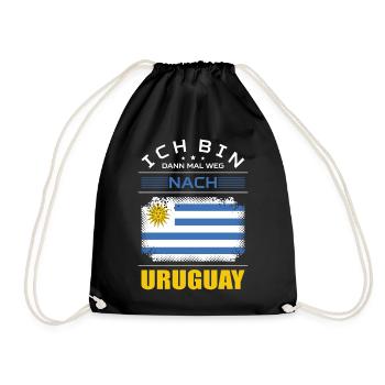 Ich Bin Dann Mal Weg Nach Uruguay Fahne Urlaub - Turnbeutel - Schwarz - Vorne