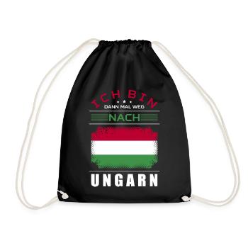 Ich Bin Dann Mal Weg Nach Ungarn Fahne Urlaub - Turnbeutel - Schwarz - Vorne