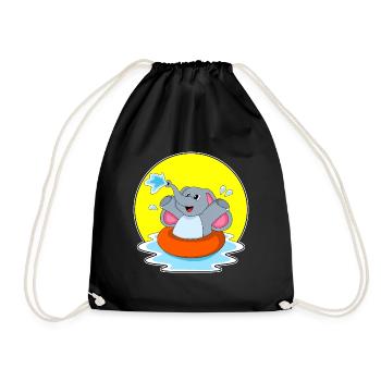 Elephant Swimming Swimming Ring Summer - Drawstring Bag - black - Front